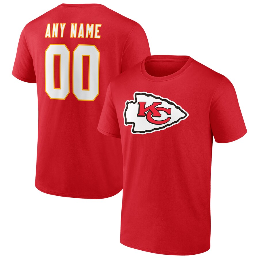 Men's Kansas City Chiefs Red Team Authentic Personalized Name & Number T-Shirt - Jersey
