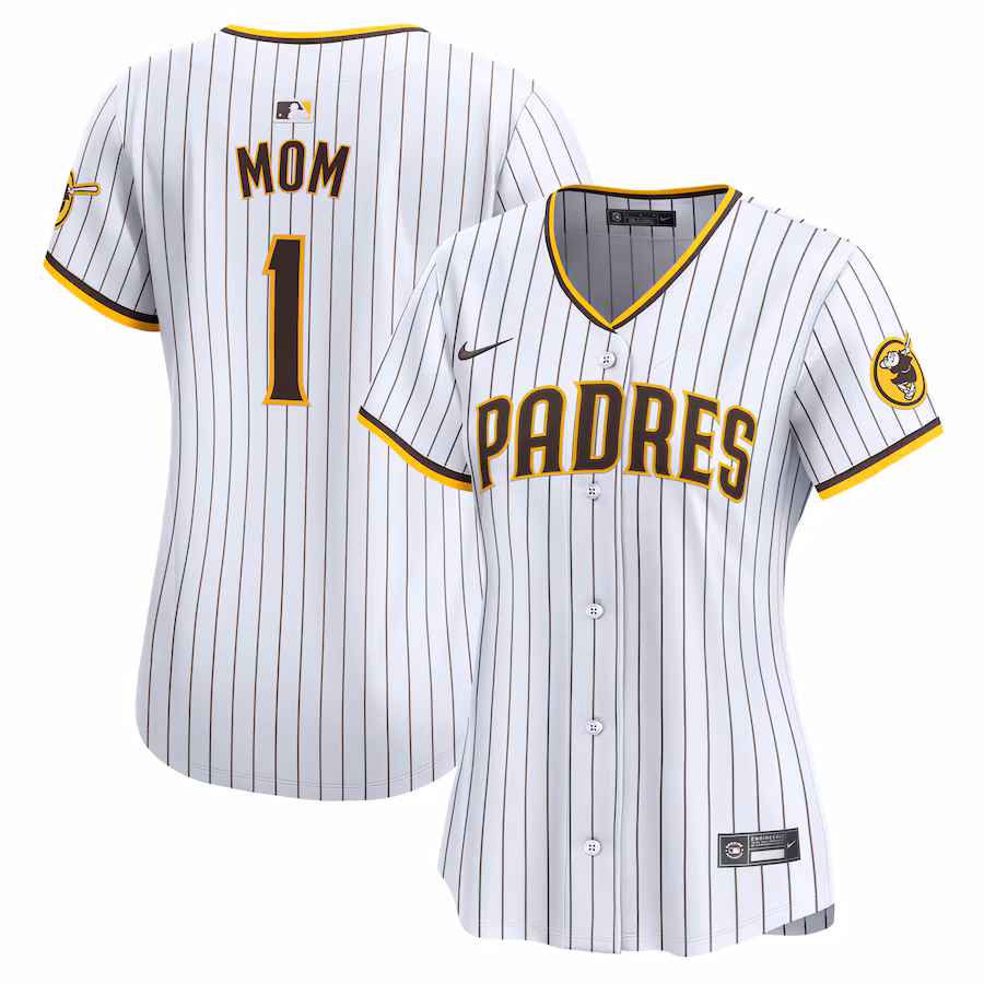 Women's San Diego Padres Nike White #1 Mom Home Limited Jersey - Jersey