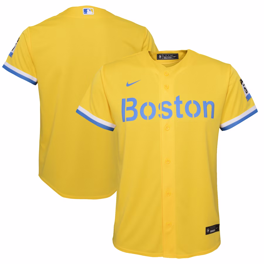 Youth Boston Red Sox Nike Gold/Light Blue City Connect Replica Team Jersey - Jersey