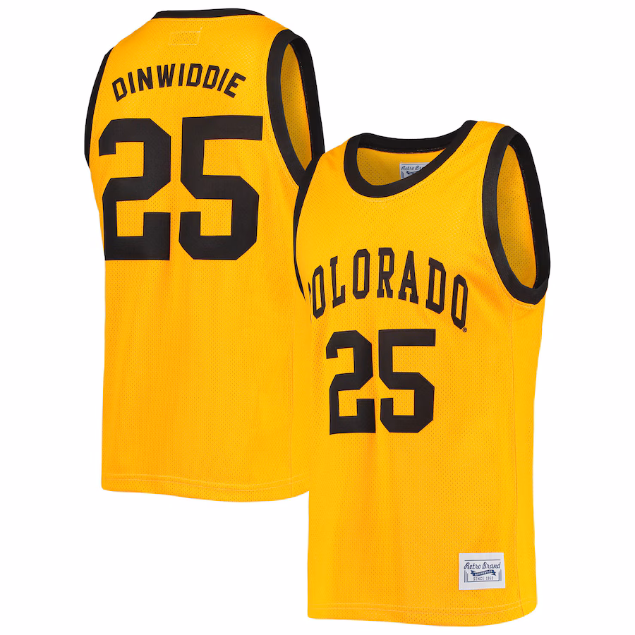 Men's Original Retro Brand Spencer Dinwiddie Gold Colorado Buffaloes Commemorative Classic Basketball Jersey - Jersey