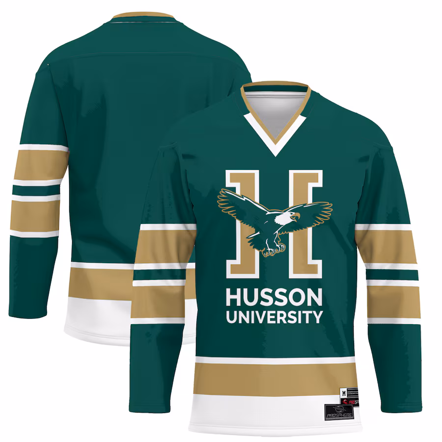 Youth ProSphere Green Husson University Eagles  Hockey Jersey - Jersey