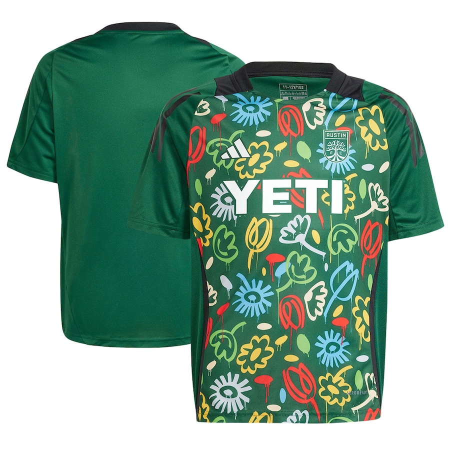 Youth Austin FC adidas Green 2024 One Planet Pre-Match Top - Jersey