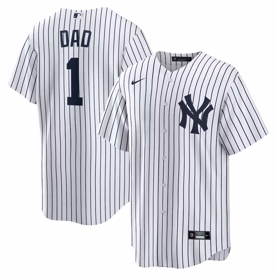 Men's New York Yankees Nike White #1 Dad Home Replica Jersey - Jersey