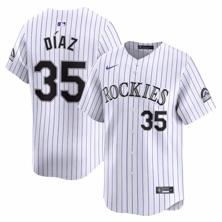 Men's Colorado Rockies Elias Diaz Nike White Home Limited Player Jersey - Jersey