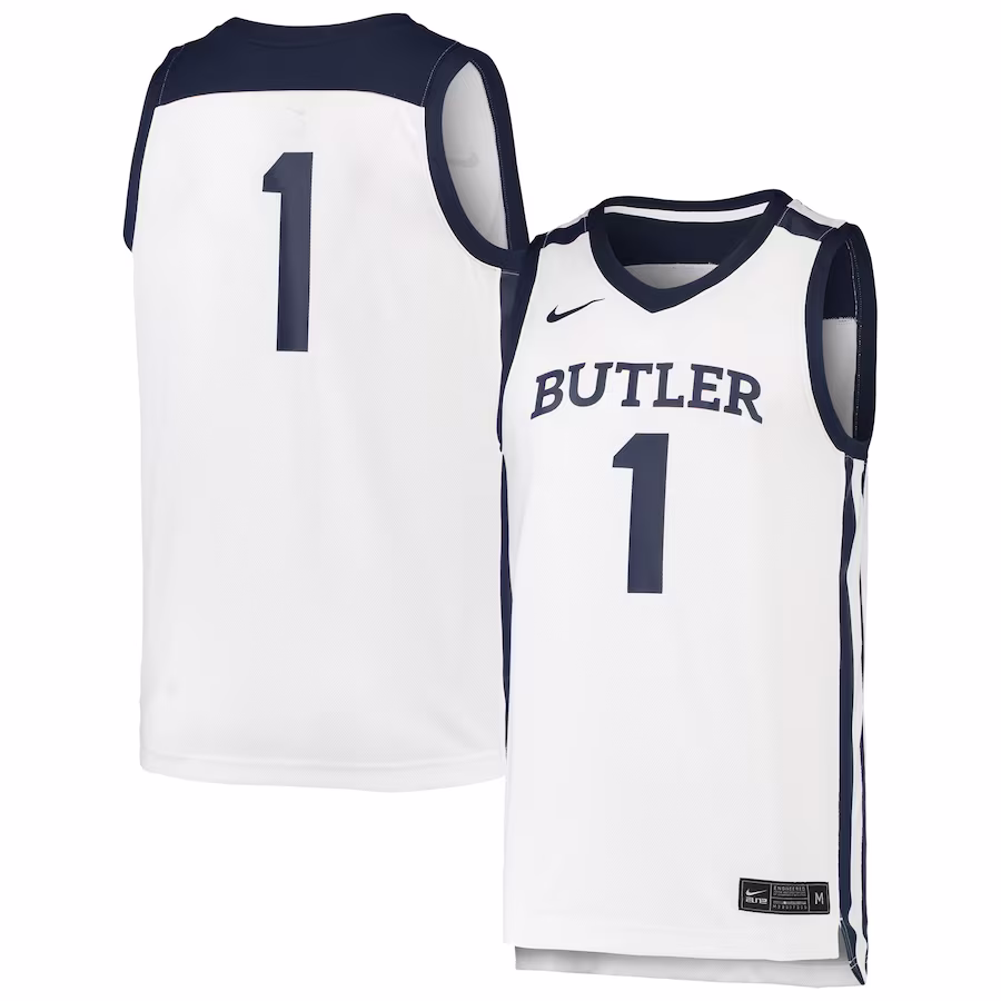 #1 Butler Bulldogs Nike Team Replica Basketball Jersey - White - Jersey