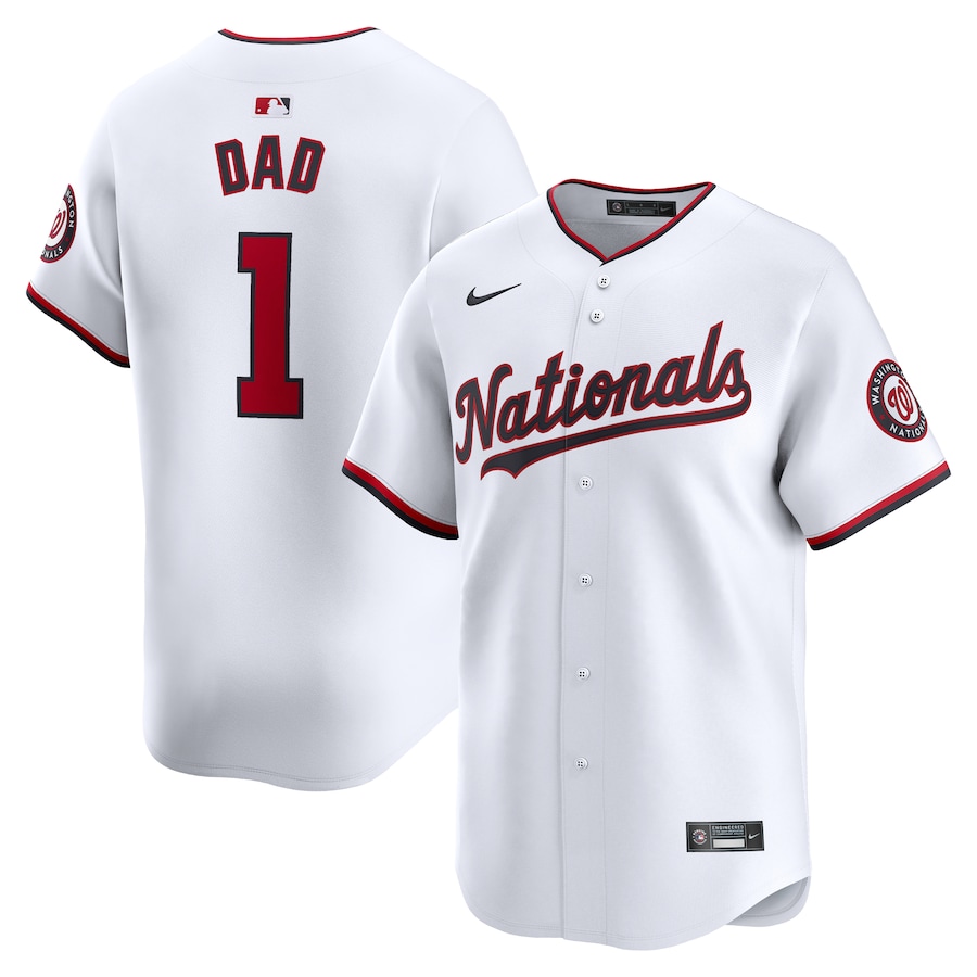 Men's Washington Nationals Nike White #1 Dad Home Limited Jersey - Jersey
