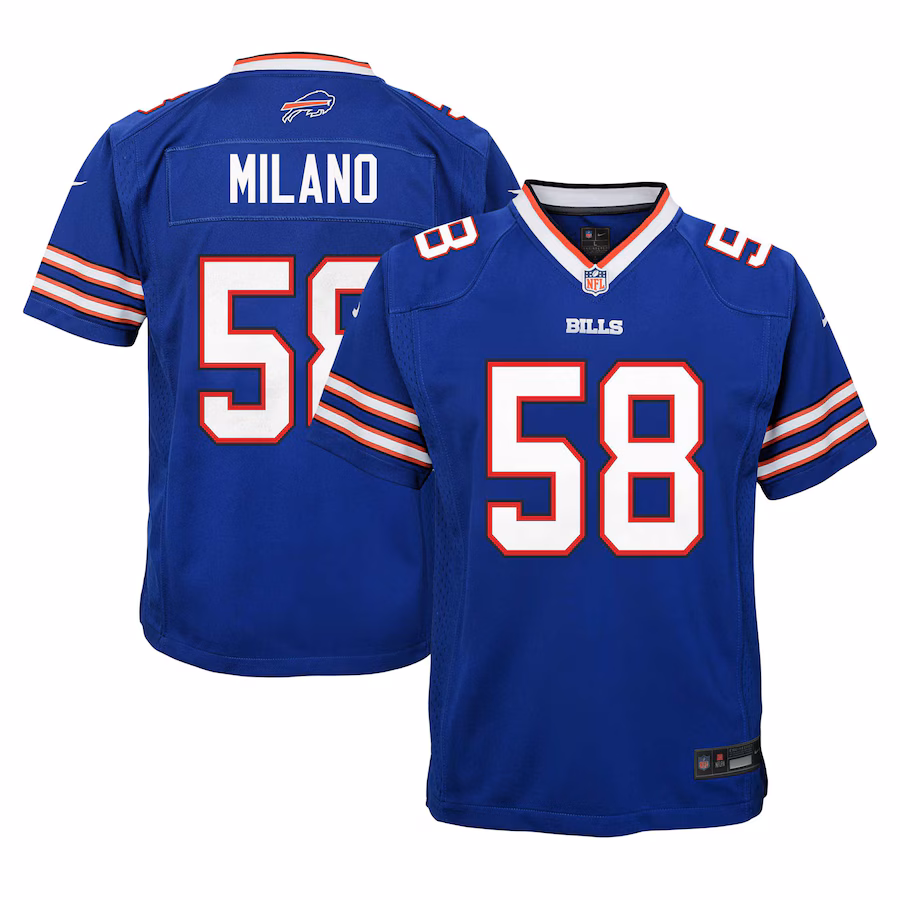 Youth Buffalo Bills Matt Milano Nike Royal Team Player Game Jersey - Jersey