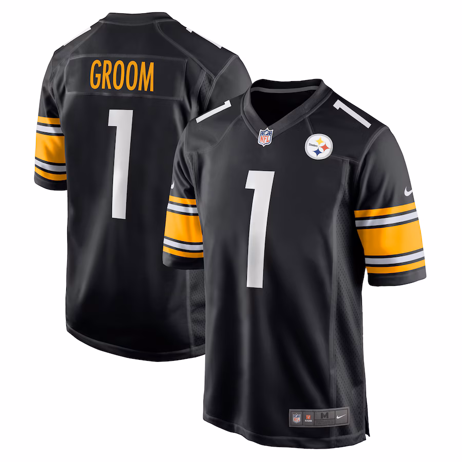 Men's Pittsburgh Steelers Number 1 Groom Nike Black Game Jersey - Jersey