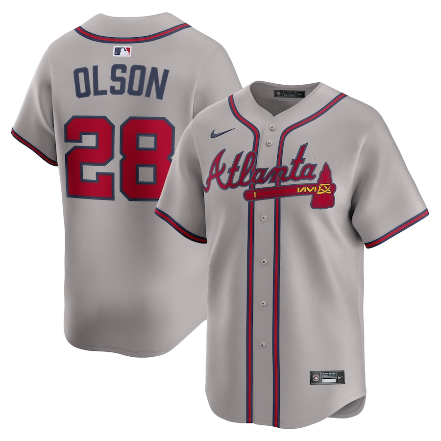 Men's Atlanta Braves Matt Olson Nike Gray Road Limited Player Jersey - Jersey