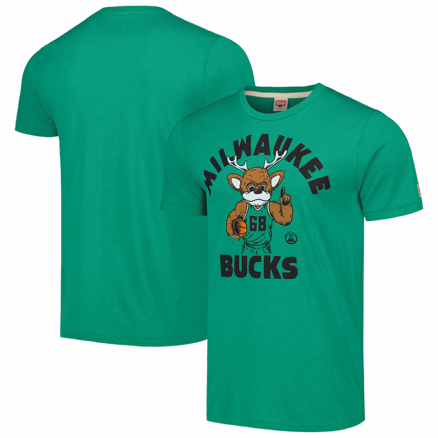 Unisex Milwaukee Bucks Homage Green Team Mascot Tri-Blend T-Shirt - Jersey