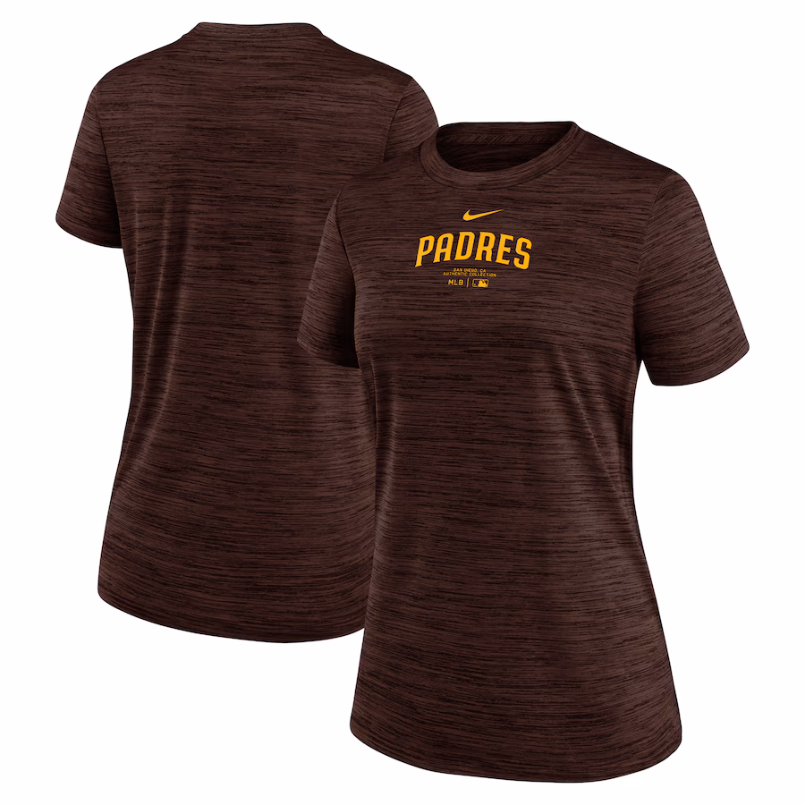 Women's San Diego Padres Nike Brown Authentic Collection Velocity Performance T-Shirt - Jersey