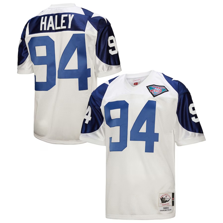 Men's Dallas Cowboys 1994 Charles Haley Mitchell & Ness White Authentic Throwback Retired Player Jersey - Jersey