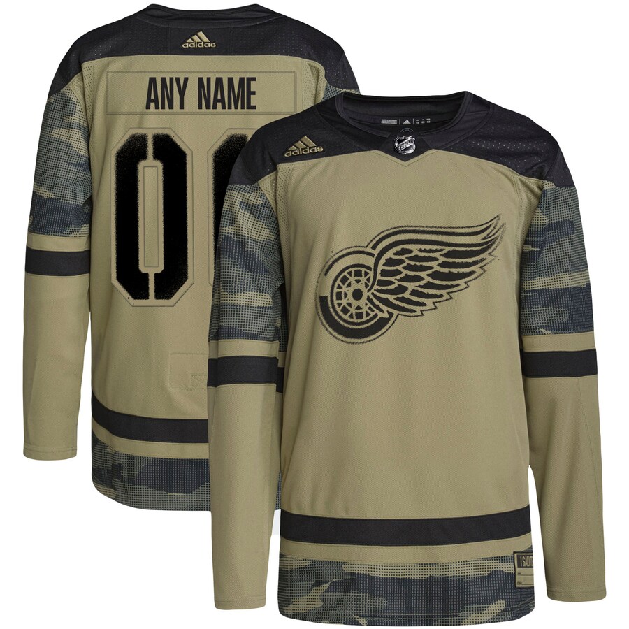 Men's Detroit Red Wings adidas Camo Military Appreciation Team Authentic Custom Practice Jersey - Jersey