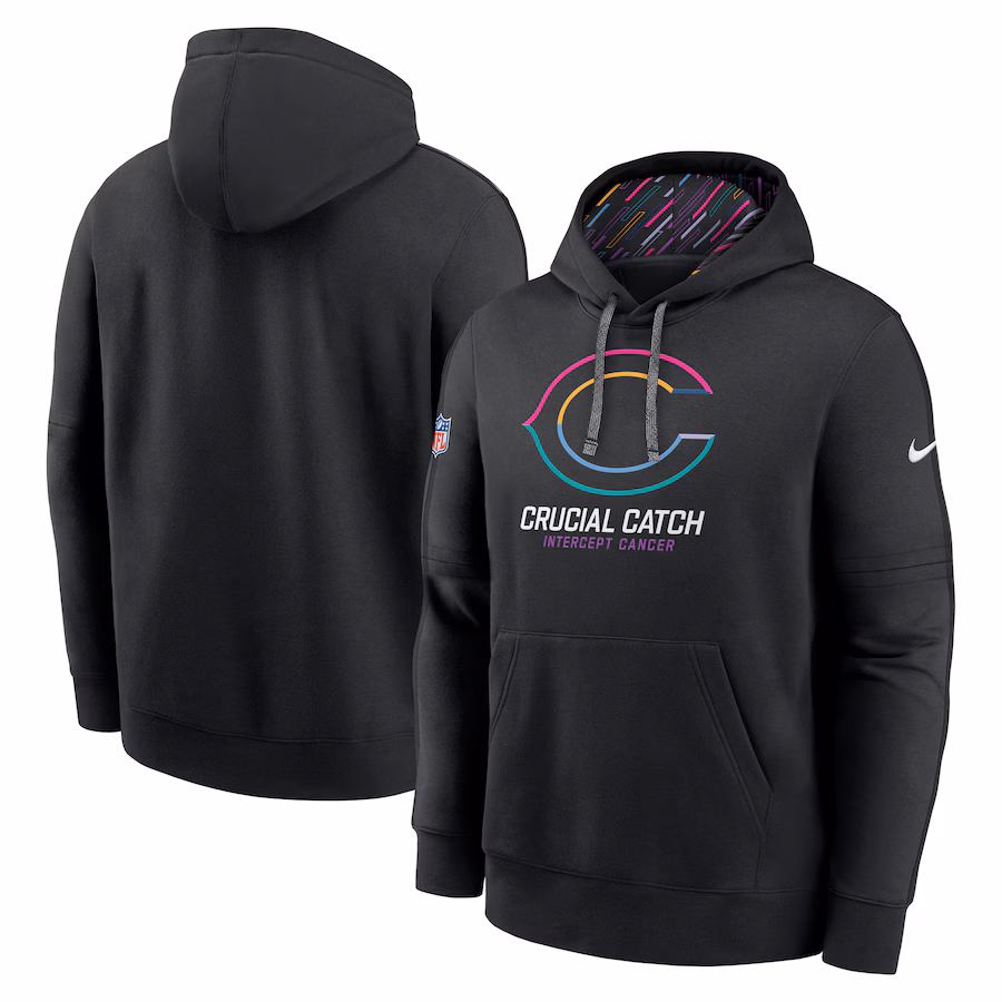 Men's Chicago Bears Nike Black 2024 NFL Crucial Catch Club Pullover Hoodie - Jersey
