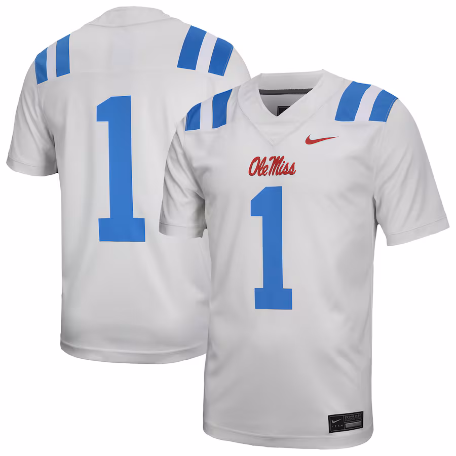 Men's Nike #1 White Ole Miss Rebels Untouchable Football Jersey - Jersey