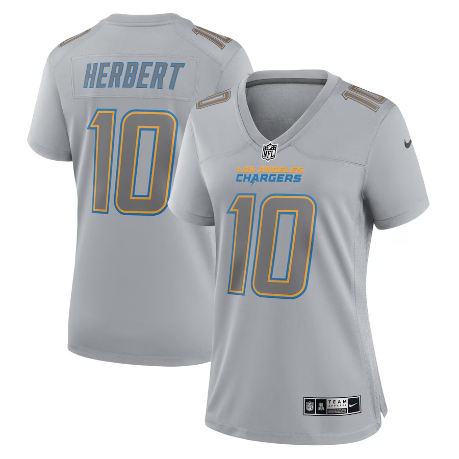Women's Los Angeles Chargers Justin Herbert Nike Gray Atmosphere Fashion Game Jersey - Jersey