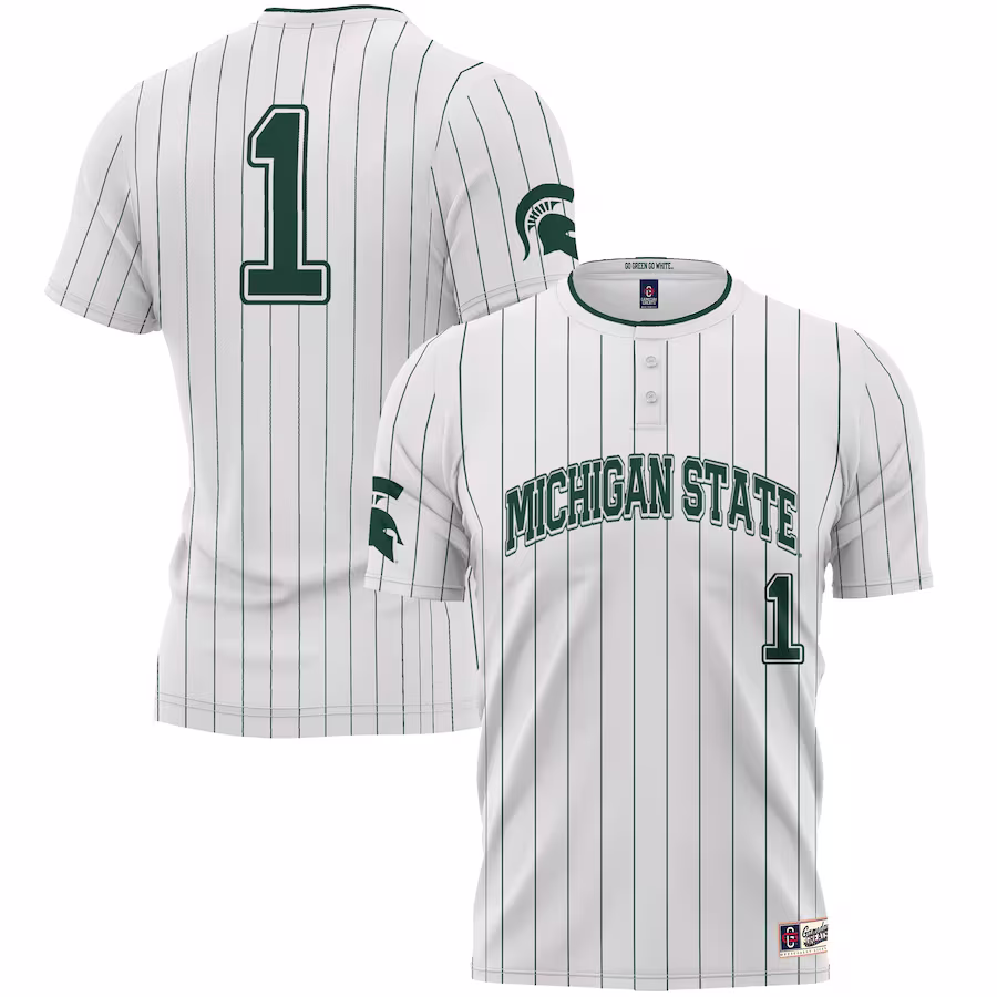 #1 Michigan State Spartans GameDay Greats Youth Lightweight Softball Jersey - White - Jersey