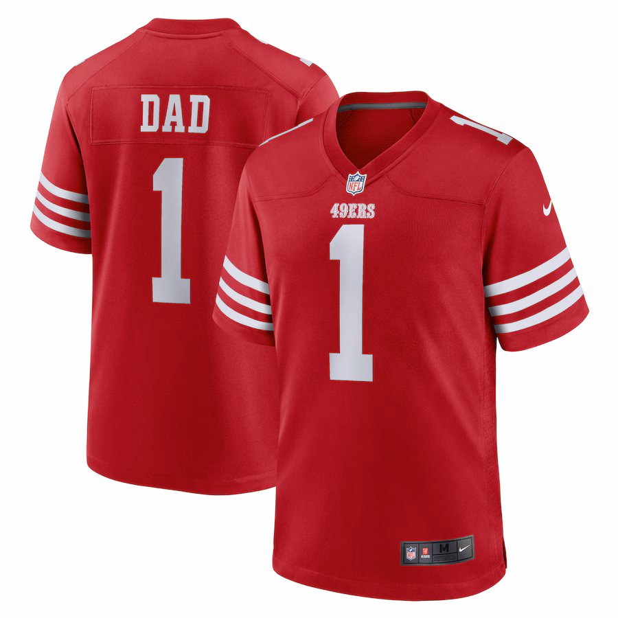 Men's San Francisco 49ers Number 1 Dad Nike Scarlet Game Jersey - Jersey