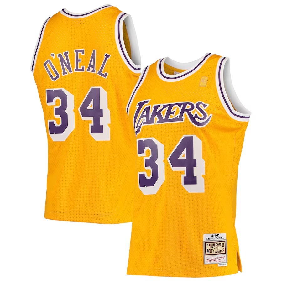 Men's Los Angeles Lakers Shaquille O'Neal Mitchell & Ness Gold 1996/97 Hardwood Classics Swingman Jersey - Jersey