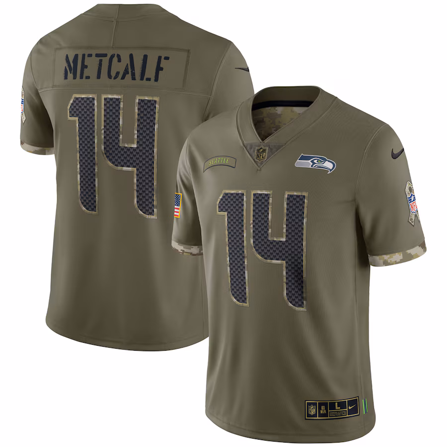 Men's Seattle Seahawks DK Metcalf Nike Olive Salute To Service Limited Jersey - Jersey