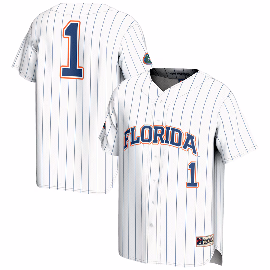 Youth GameDay Greats #1 White Florida Gators Lightweight Baseball Jersey - Jersey