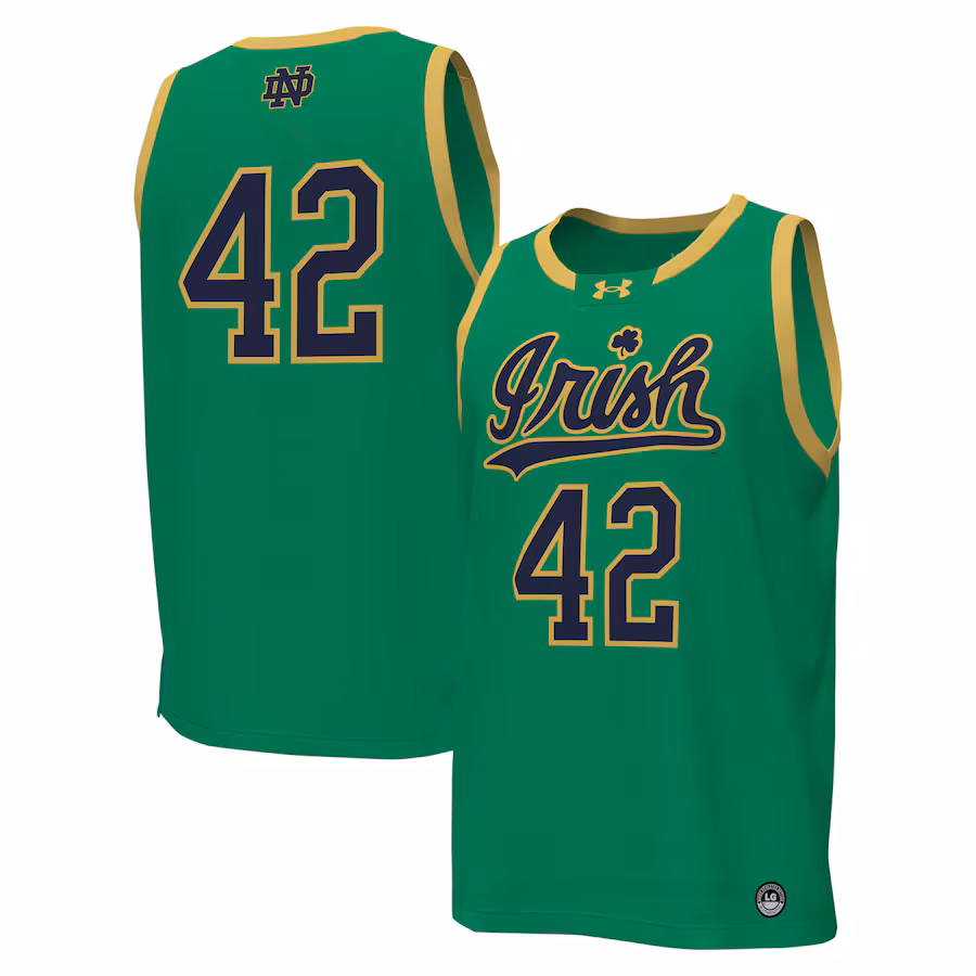 Men's Under Armour # Kelly Green Notre Dame Fighting Irish Replica Basketball Jersey - Jersey