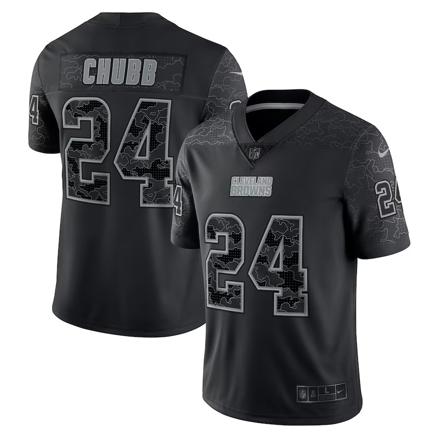 Men's Cleveland Browns Nick Chubb Nike Black RFLCTV Limited Jersey - Jersey