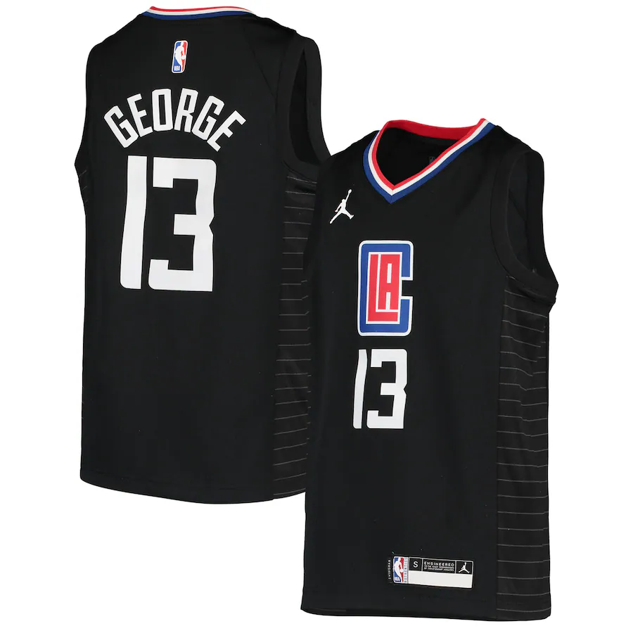 Youth LA Clippers Paul George Jordan Brand Black 2020/21 Swingman Player Jersey - Statement Edition - Jersey