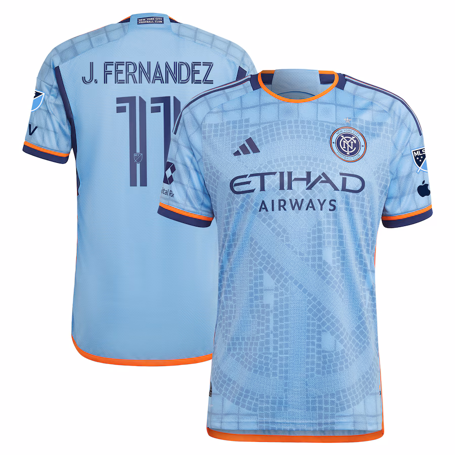 Men's New York City FC Julian Fernandez adidas Sky Blue 2024 The Interboro Kit Authentic Player Jersey - Jersey