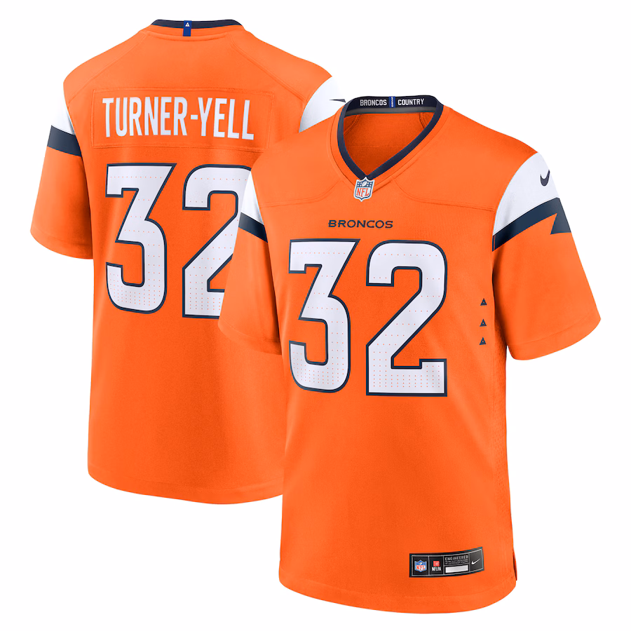 Men's Denver Broncos Delarrin Turner-Yell Nike Orange Team Game Jersey - Jersey