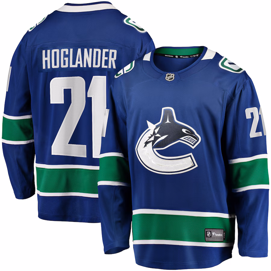 Men's Vancouver Canucks Nils Hoglander Fanatics Blue Home Premier Breakaway Player Jersey - Jersey