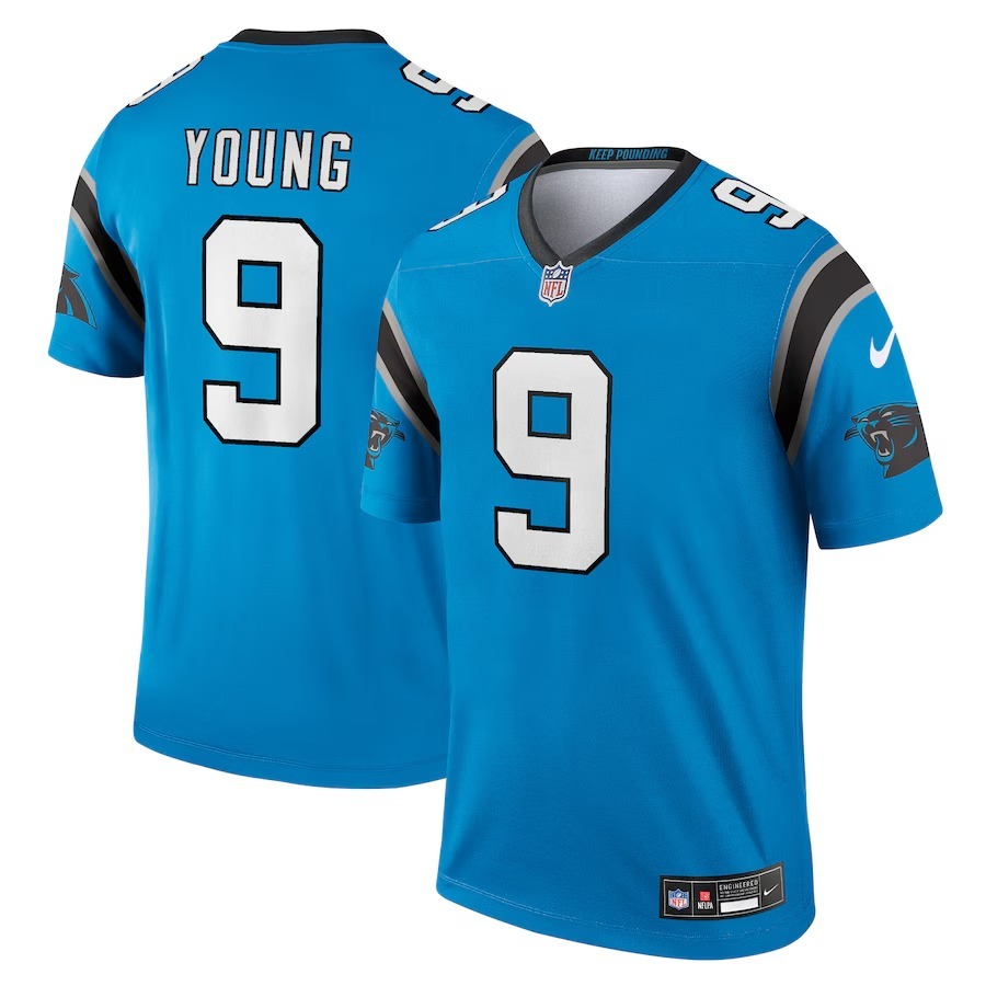 Men's Carolina Panthers Bryce Young Nike Blue Alternate Legend Player Performance Top - Jersey