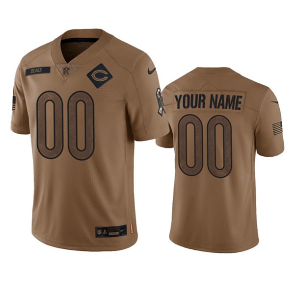 Men's Chicago Bears Active Player Custom 2023 Brown Salute To Service Limited Football Stitched Jersey - Jersey