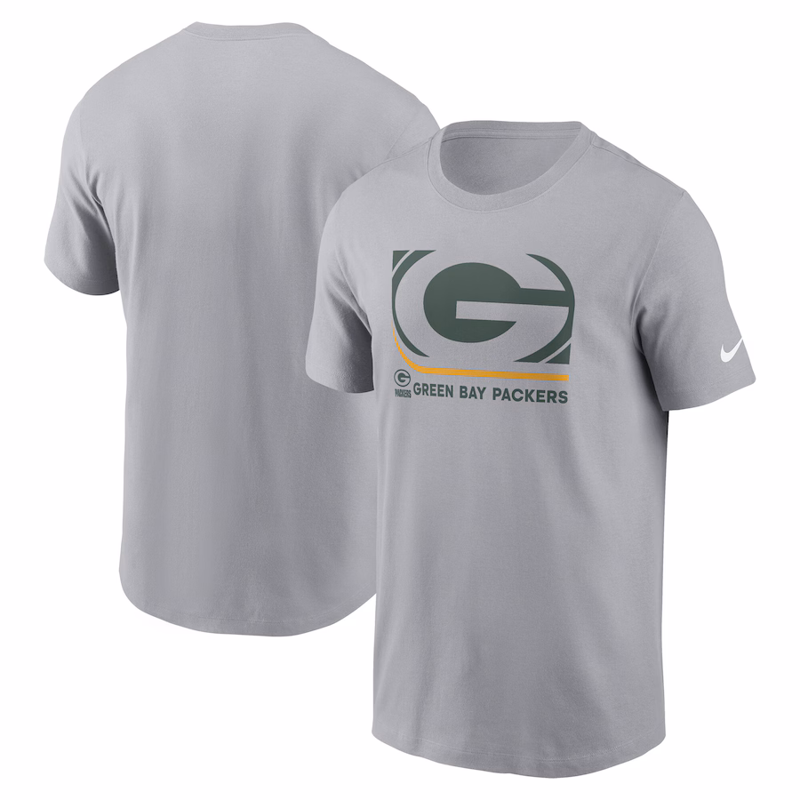 Men's Green Bay Packers  Nike Gray Lockup Essential T-Shirt - Jersey
