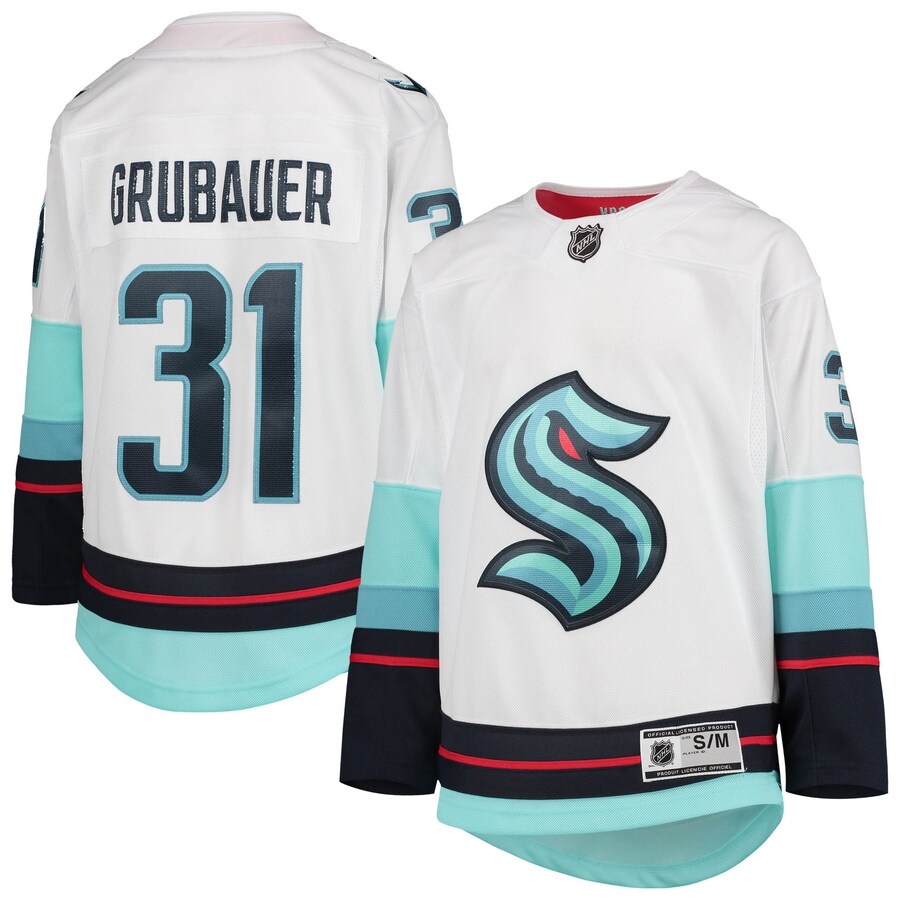 Youth Seattle Kraken Philipp Grubauer White Away Premier Player Jersey - Jersey