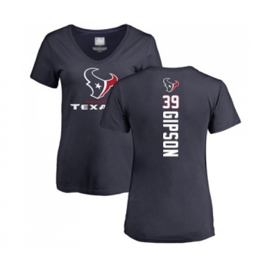 Football Women's Houston Texans #39 Tashaun Gipson Navy Blue Backer T-Shirt - Jersey