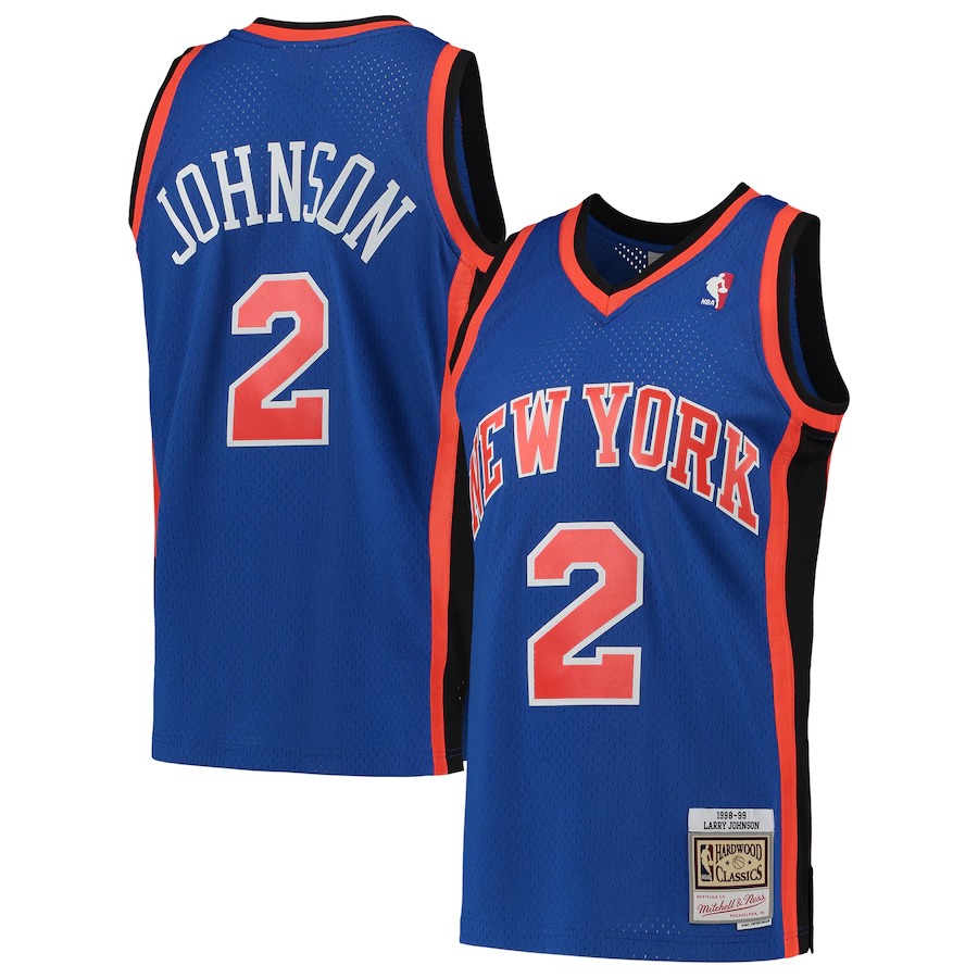 Men's New York Knicks Larry Johnson Mitchell & Ness Blue 1998/99 Hardwood Classics Swingman Jersey - Jersey