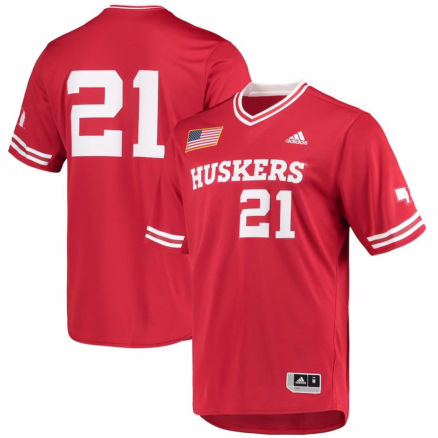 Nebraska Huskers adidas Replica V-Neck Baseball Jersey - Scarlet - Jersey