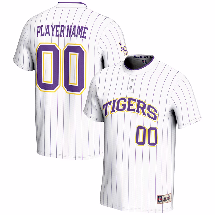 LSU Tigers GameDay Greats Youth NIL Pick-A-Player Lightweight Softball Jersey - White - Jersey