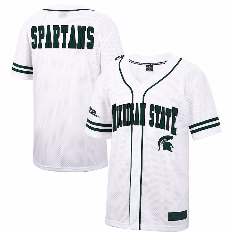 Michigan State Spartans Colosseum Free Spirited Mesh Button-Up Baseball Jersey - White - Jersey