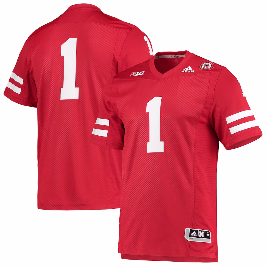 #1 Nebraska Huskers adidas Team Premier Football Jersey - Scarlet - Jersey