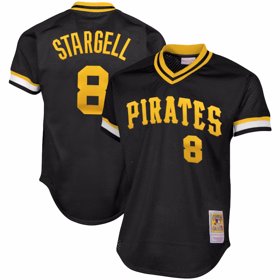 Men's Pittsburgh Pirates Willie Stargell Mitchell & Ness Black Cooperstown Collection Big & Tall Mesh Batting Practice Jersey - Jersey