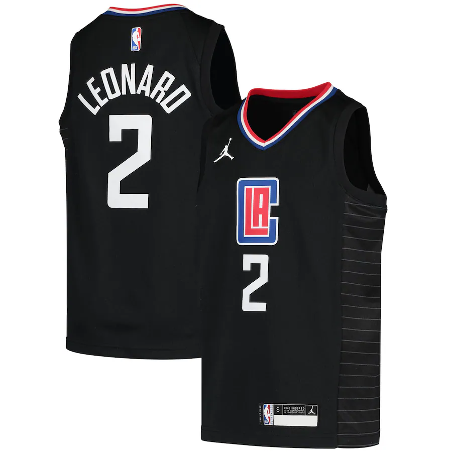 Youth LA Clippers Kawhi Leonard Jordan Brand Black 2020/21 Swingman Player Jersey - Statement Edition - Jersey