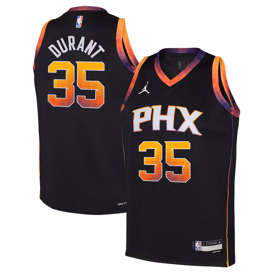 Youth Phoenix Suns Kevin Durant Jordan Brand Black 2022/23 Swingman Jersey - Statement Edition - Jersey