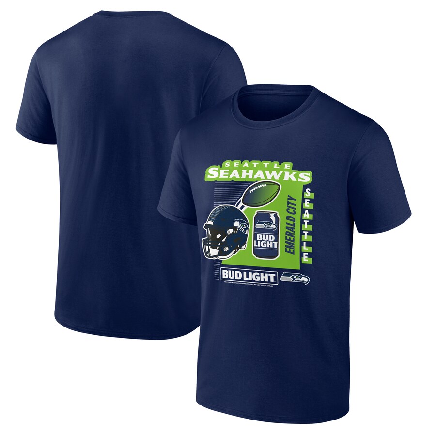 Men's Seattle Seahawks Navy Bud Light T-Shirt - Jersey