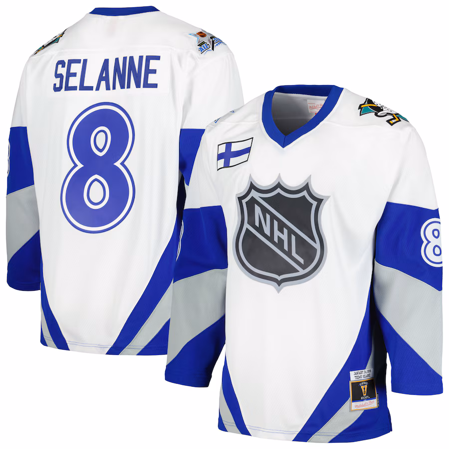 Men's Teemu Selanne Mitchell & Ness White 1999 NHL All-Star Game Blue Line Player Jersey - Jersey