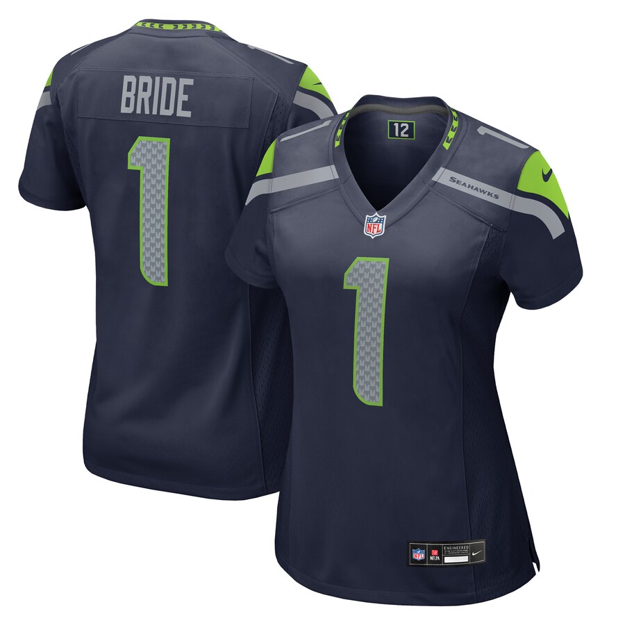 Women's Seattle Seahawks Number 1 Bride Nike  College Navy Game Jersey - Jersey