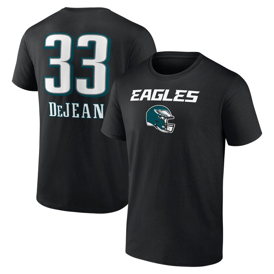 Men's Philadelphia Eagles Cooper DeJean Black Team Wordmark Name & Number T-Shirt - Jersey