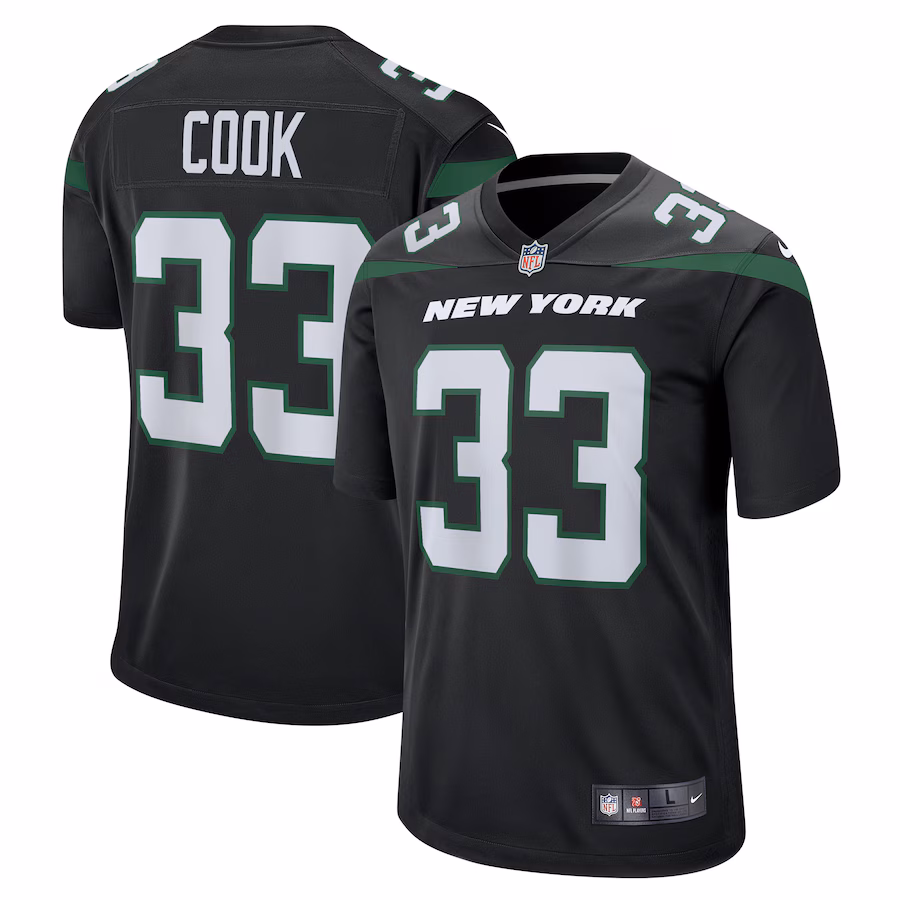 Men's New York Jets Dalvin Cook Nike Stealth Black Alternate Game Player Jersey - Jersey