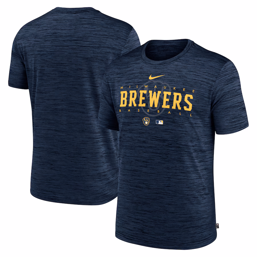 Men's Milwaukee Brewers Nike Navy Authentic Collection Velocity Performance Practice T-Shirt - Jersey